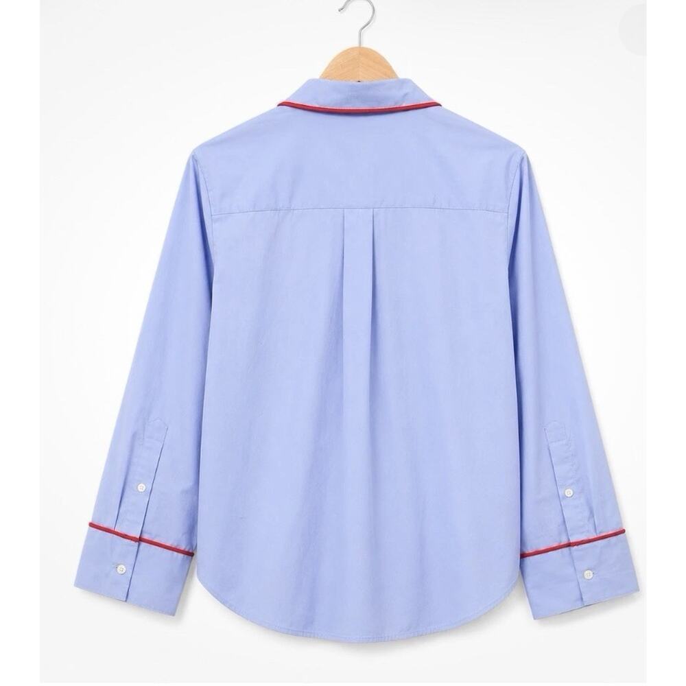 Madewell Signature Y-Neck Shirt in Poplin 100% Cotton Womens Size Small Blue #99 - Picture 4 of 8